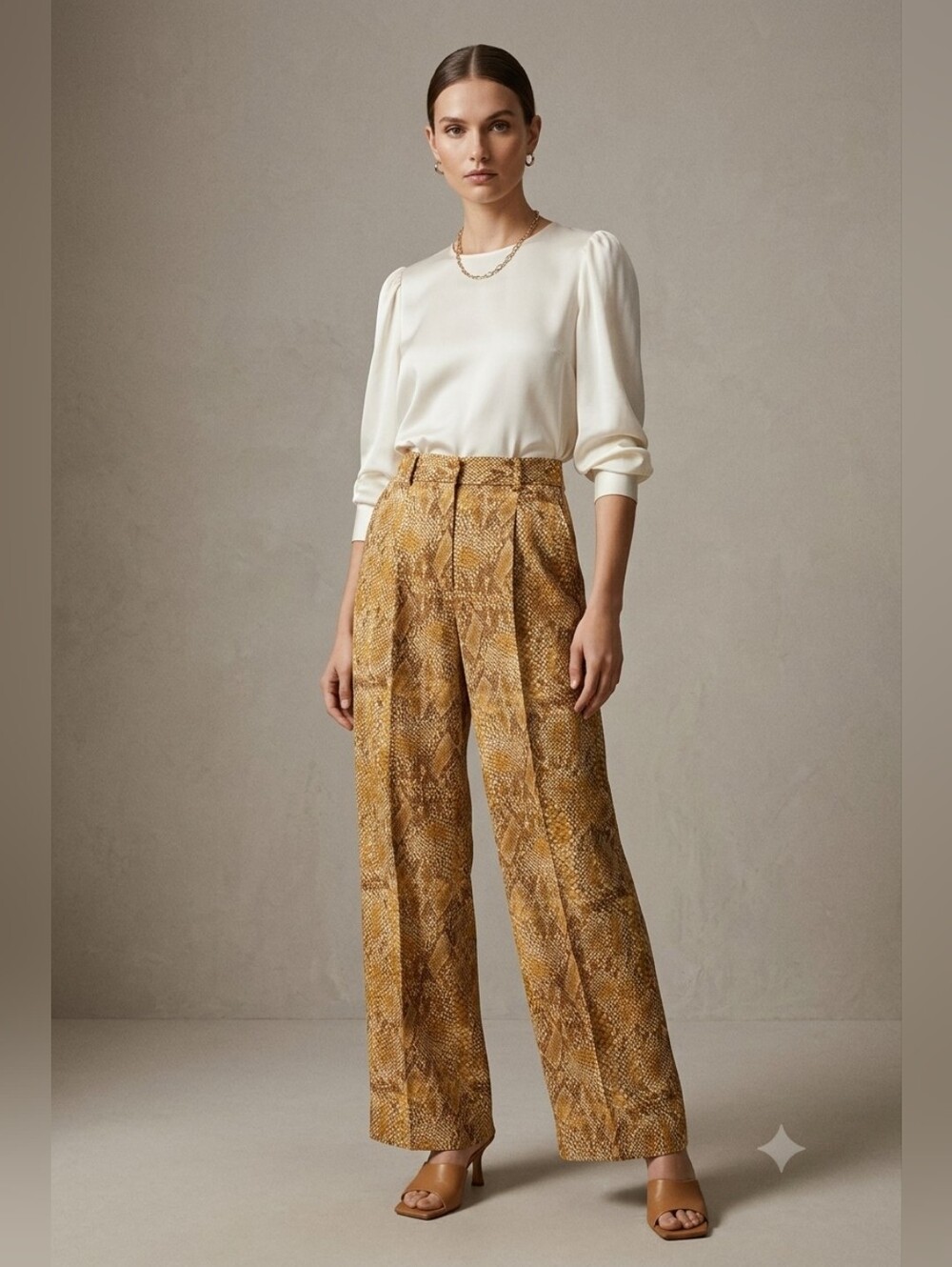 Aritzia Babaton Sadiki Snakeskin Print Pants High Waist Wide Leg
